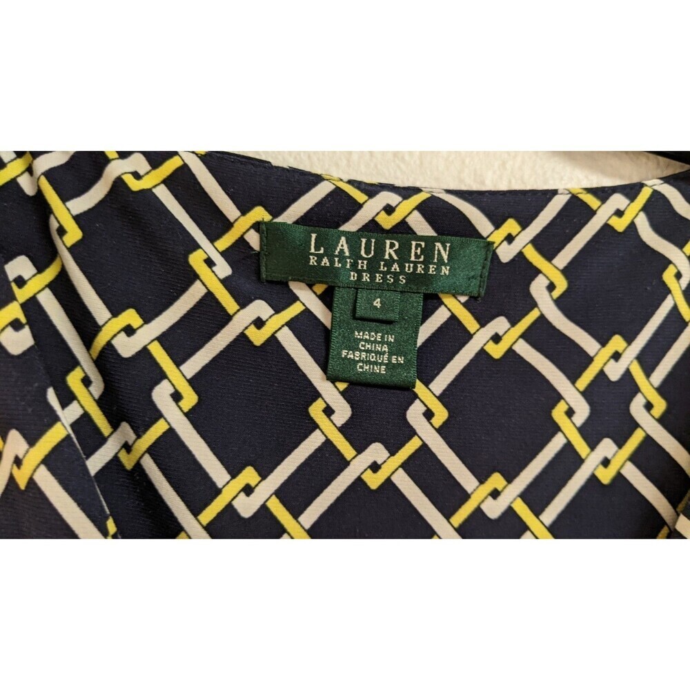 Women's LAUREN Ralph Lauren Surplice Faux Wrap Geometric Sleeveless Dress Size 4 - Picture 13 of 13